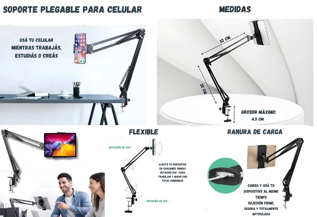 &ua BRAZO SOPORTE DE EXTENSION DE TABLET CELULAR NB35